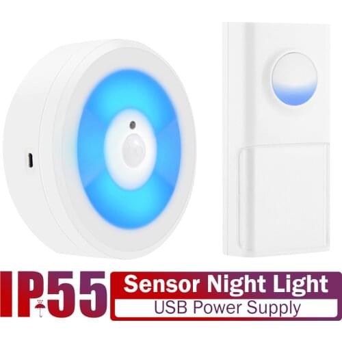 USB Powered IP55 Waterproof Wireless Smart Doorbell Door Bell Ring Chime Call 433MHZ LED Night Light Home Plug-Free