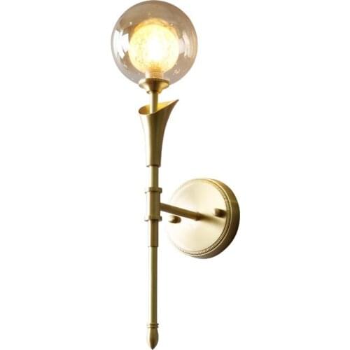 Post Modern Luxury Wall Lights For Living Room Creative Design Bedroom Study Corridor Glass Light Fixture All Copper Wall Lamps