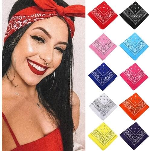 Fashion Vintage Bohemia Print Bandana Hair Bands for Girls Women Headband Square Scarf Face Mask Cross Turban Bandanas Headwear