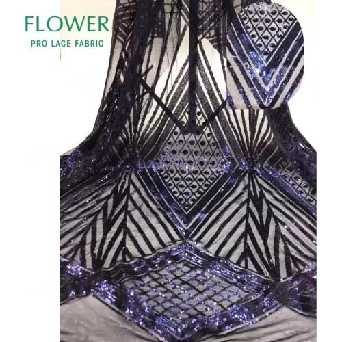 Sequined Style Guipure Lace Fabric In Royal Blue High Quality Senegal Sequins Laces For Guinean Wedding Prom Voile Mesh Material