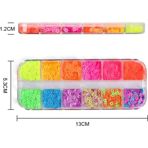 Mix Colors 4MM Neon Flower Design Nail Art Decorations Fluorescence Sequins Flakes Slices Holiday Polish Manicure Nail Glitter