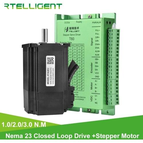Rtelligent 57mm Nema 23 Stepper Motor 1 2 3 N.M with Nema 23 24 Closed Loop Stepper Motor Driver Easy Servo Driver Encoder cable