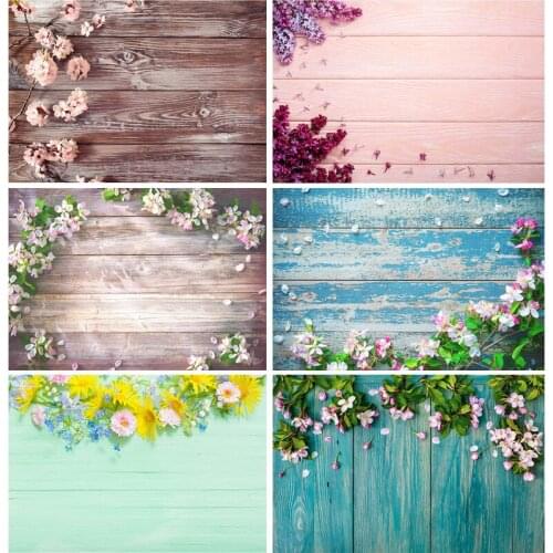SHENGYONGBAO Spring Flowers Petal Wood Plank Photography Backdrops Wooden Board Photo Background Studio Props Decor 210318MHZ-02