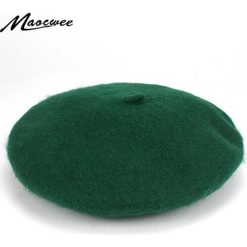 Adult Wool Beret Fashion British Vintage Style Crochet Newsboy Hat Cap Girl Flat Cap Knitet Casual Soft Warm Solid Black Hats