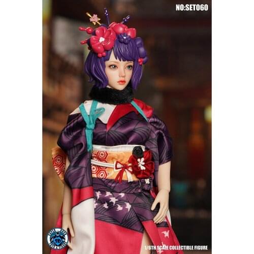 Super Duck Set060 1/6 Scale Soldier Japanese Kimono Costume Head Sculpture Set 12 Inch Action Figure Model Clothes Accessories