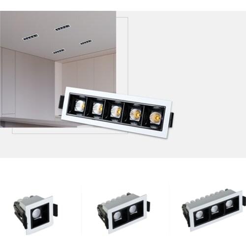 LED downlightTira atenuable de luz descendente LED, barra de luz de línea, lámparas de techo empotradas lineales creativas, ilum