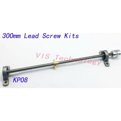 T8 Lead screw 300 mm Lead 8mm + brass copper nut + KP08 bearing Bracket +Flexible Coupling for 3D printer&CNC