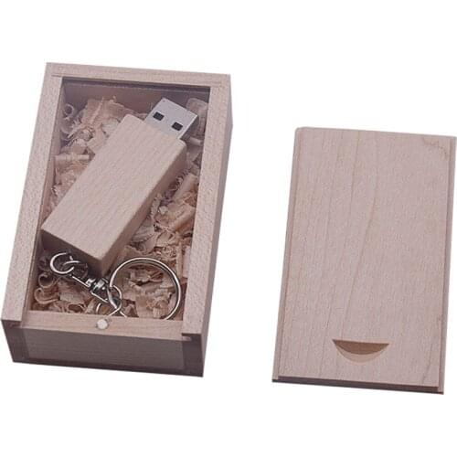 Hot Selling personal Creative wood usb box shape pen drive 4GB 8GB 16GB 32GB 64GB flash drive as friend gift custom logo