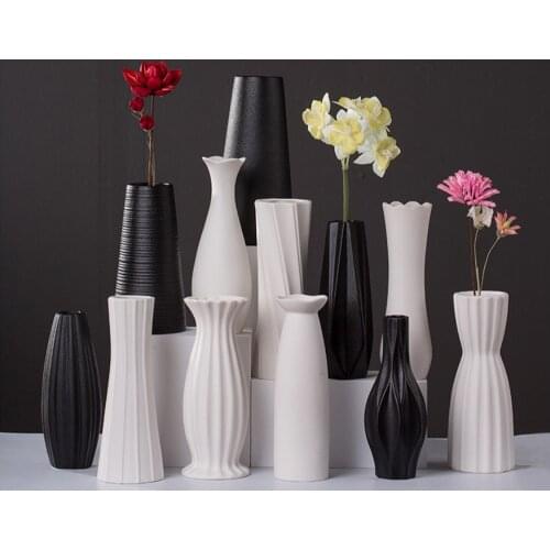 Simple modern creative vase ceramic Nordic white dried flower flower arrangement home living room decoration ornaments