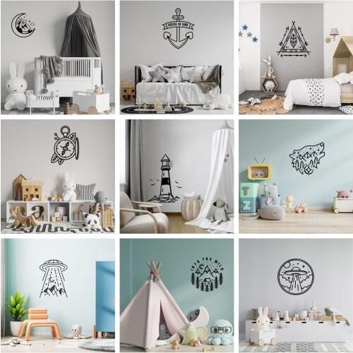 Cartoon Moon mountain Environmental Protection Vinyl Stickers For Home Decor Living Room Bedroom Wall Art MURAL Drop Shipping