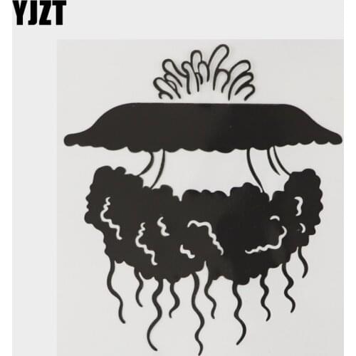 YJZT 13.8CM×15.3CM Amusing Lantern Jellyfish Tentacle Decal Car Sticker Vinyl Black/Silver 18A-0128