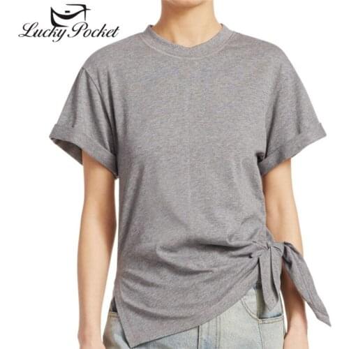 Women Summer White Slim Cotton Split Bow T-Shirt Ladies Fashion Sweet Solid Color Plus Size Tees Ladies Brand Casual Tops ZM379