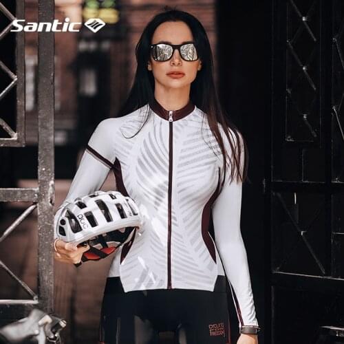 Santic Women Cycling Jersey Spring Autumn Bike Jersey Shirt Long Sleeve MTB Breathable Ciclismo Quick-drying Bicycle Jacket