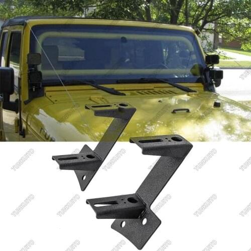 1 Pair Black Dual A-Pillar Mounting Brackets for LED Light Bar Work lights Fit 2007-2017 Jeep Wrangler JK/JKU 2DR 4DR