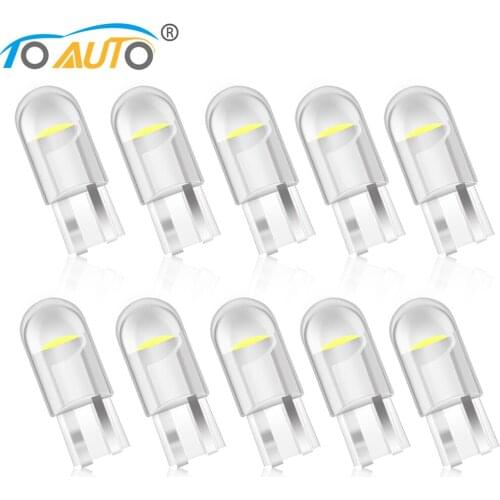 10pcs T10 W5W WY5W 194 168 501 2825 COB LED Glass Shell High Bright Car Wedge Parking Light Wedge Lights License Plate Bulbs DC
