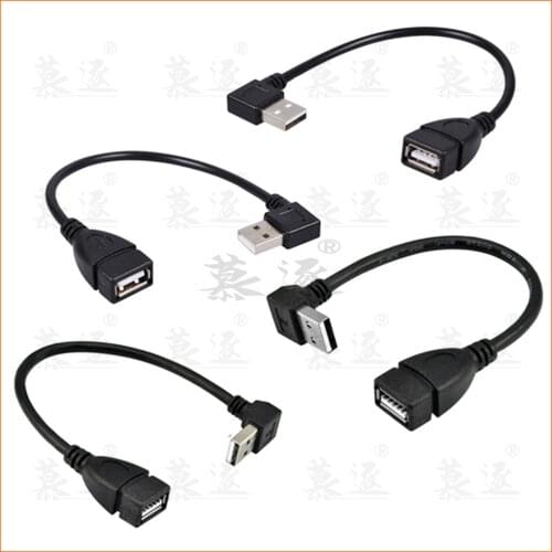 10cm 20cm USB 2.0 A Male to Female 90 Angled Extension Adaptor cable USB2.0 male to female right/left/down/up Black cable cord