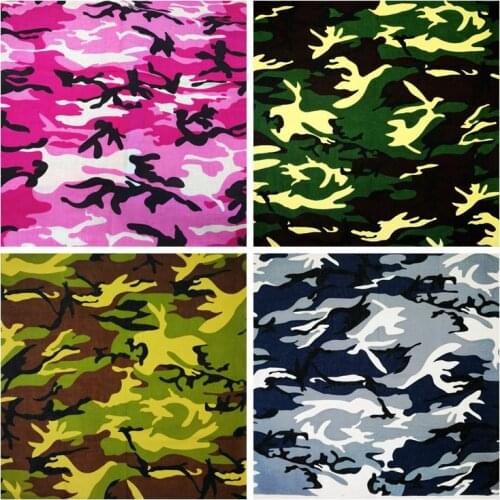 100% Cotton Camouflage Square Hip Hop Headwear/Hair Printed Bandanas Foulard Neckerchief Square Scarf for Women/Men/Boys/Girls