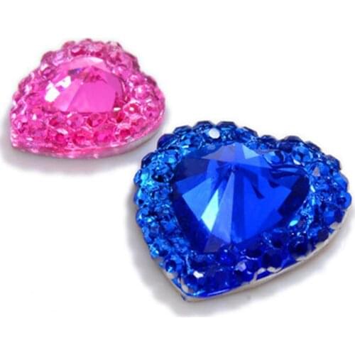 100PCS 15mm Resin Rhinestones Round/Heart Flatback Rhinestones Beads Scrapbooking Crafts Jewelry Accessories