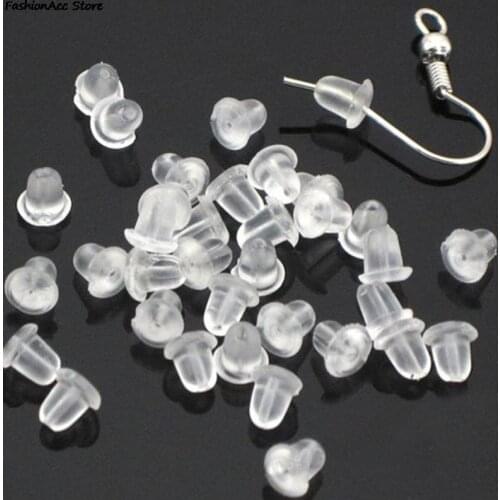 100pcs/Lot Rubber Stopper Backed Earrings Jewelry Bullet Plastic Ear Plug Plugging Blocked Earring Back For Stud Earring
