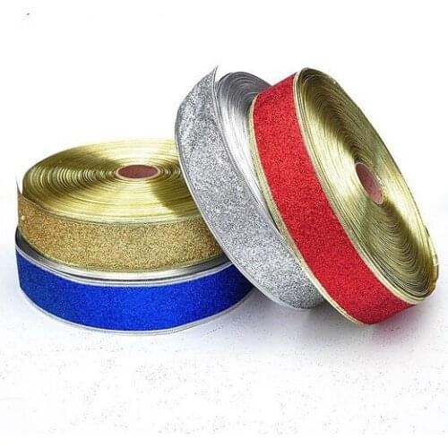 2 Yard (5cm) Mixed Glitter Fabric Christmas Ribbons Christmas Wedding Gift Wrap Packing Crafts Ribbons Decoration DIY Ribbons