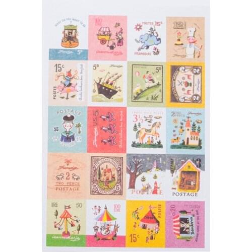 4sheets/lot New paper Cartoon Style Stamp Deco Sticker Index Label Fashion Gifts Mutifunction Sticker DIY Dairy Deco