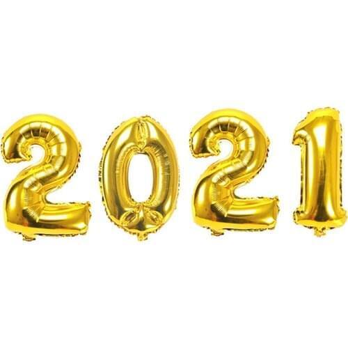 4PCS 16in 2021 Number Aluminum Foil Balloons Festival Decorative Reusable Party Foil Balloon Golden House Wall Decor Supplies