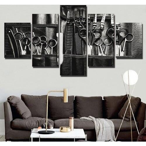 5 Pieces Hairdressing Tools Scissors 5D DIY Full Drill Diamond Painting Multi-Picture Cross Stitch Embroidery Kit Decor EE2050