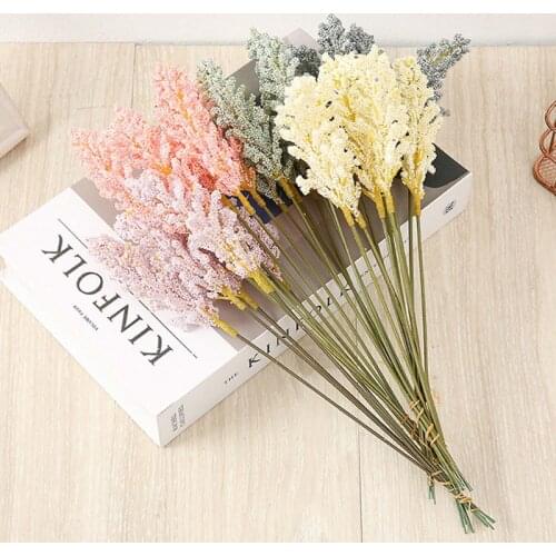 6 Pcs/bundle Mini Artificial Vanilla Spike Faux Wall Plant Fake Flower Foam Cereals Bouquet Wedding Party Decor Photograph Props