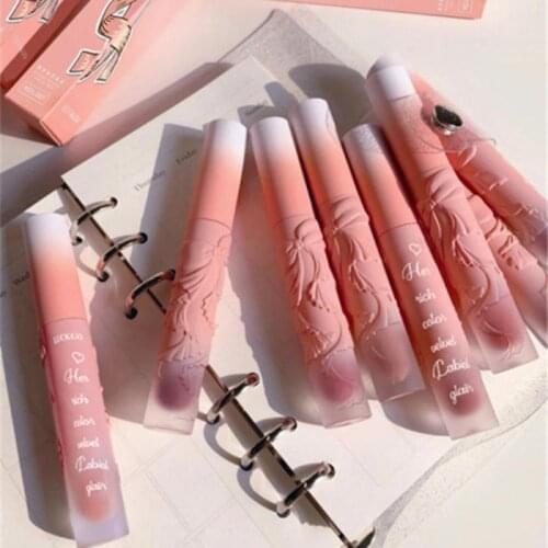 8-color Embossed Bow Lip Glaze Retro Velvet Matte Lipstick Girl Cute Waterproof Long-lasting Lip Gloss Sexy Lipstick TSLM1