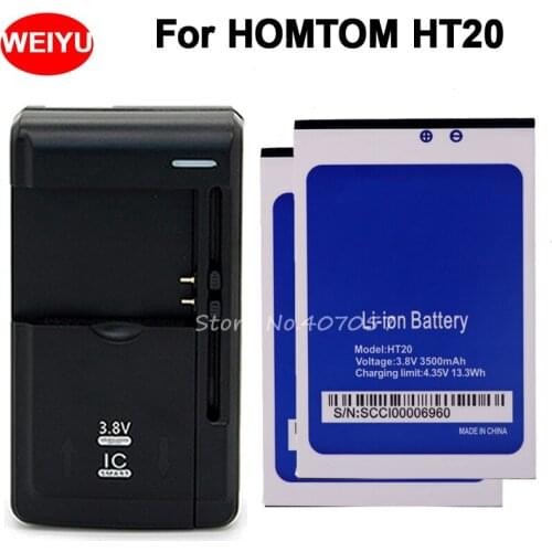 2 Pcs For Homtom HT20 Battery for Homtom HT20 PRO Batterie Bateria Accumulator 3500mAh +Universal Charger
