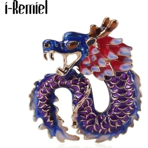 Chinese Style Brooches Enamel Pins Alloy Dripping Dragon Retro Creative Male Corsage for Men Suit Lapel Pin Clothing Accessories