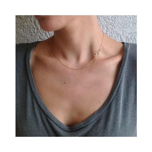 Ornaments hollow five-pointed star six-pointed star necklace female simple geometric wild creative short money chain