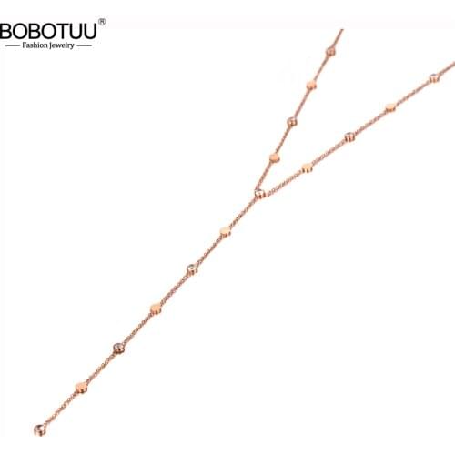 BOBOTUU 316L Stainless Steel CZ Crystal Charm Pendant Necklaces Jewelry Trendy Goth Choker Necklace For Women цепочка BN20069