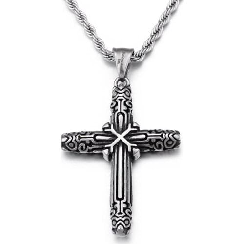 European and American titanium steel casting cross mens pendant Punk style personality mens jewelry