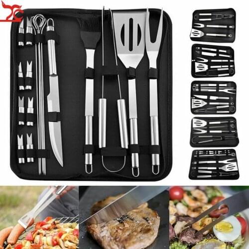 BBQ Tools Shovel Bake Brush Outdoors Roast Fork Barbecue Accessories BBQ Kit Strong Camp Cooking Stainless Steel