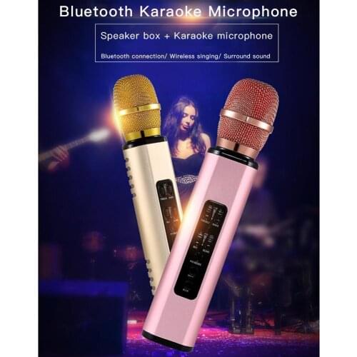 K3 Multifunctional Wireless Bluetooth Karaoke Microphone with Double Speakers Portable Intelligent Microphone for Mobile Phone