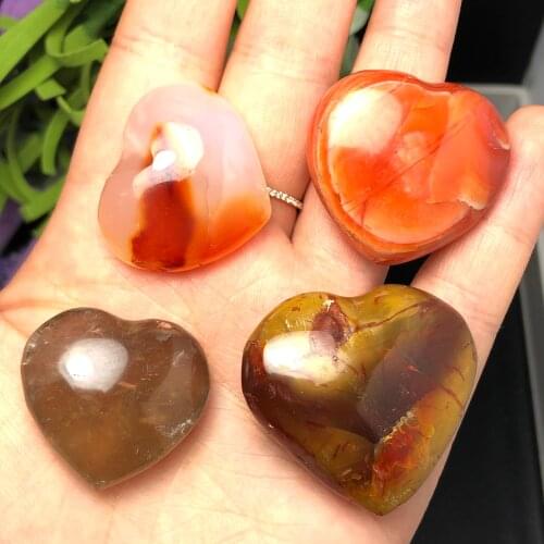 4pcs Beautiful Natural Stone Crystal Heart Polished Love Gemstone Meditation Healing Crystal Energy Mineral As Gift