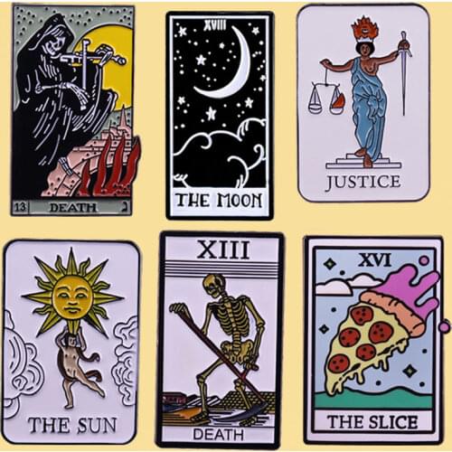 Creative Tarot Enamel Pins Collect Funny Witchcraft Metal Cartoon Brooch Men Women Fashion Jewelry Gifts Collar Lapel Badges
