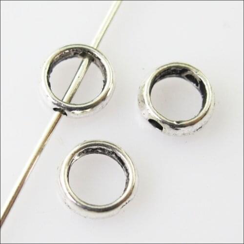 200Pcs Antiqued Silver Color Tiny Round Spacer Beads Frame Charms 6mm
