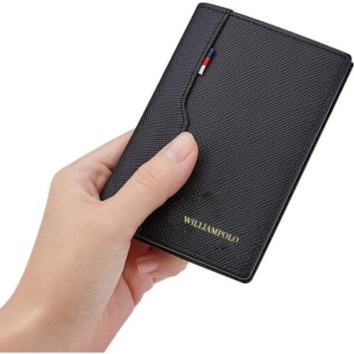 DP-LLIAMPOLO Mens Wallet Leather Case Small Card Mini Short Vertical Cowhide Wallet Portable Wallet Male With Gift Box PL195227