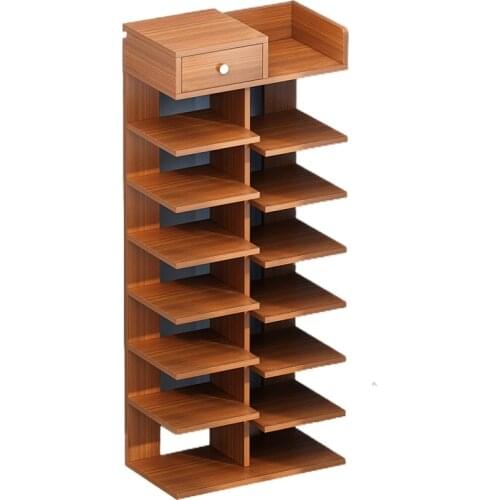 Multi-Layer Shoe Rack Household Economical Solid Wood Color Storage Space-Saving Dormitory Dustproof Small Shoe Cabinet