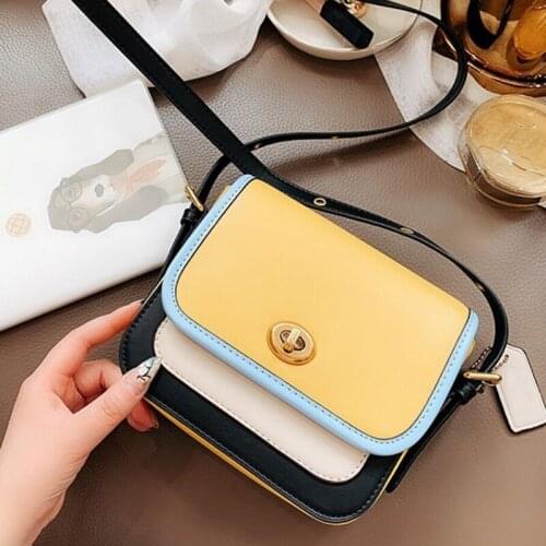 Leather Panelled Fashion Women Flap Mini Shoulder Bag Designer Lock Sling Crossboy Bags Ladies Small Pouch Slung Messenger Bags