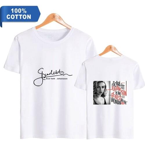T-shirt 100% cotton Mens Lastest 2019 Fashion Short Sleeve Scarlett Johansson star printed T-Shirt Tee Shirts Hipster harajuku