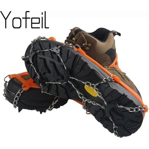 Outdoor 8 Teeth Claw Anti-Slip Ice Cleats Boots Tread Gripper Chain Spike Sharp Snow Walking Climbing Shoes Cover Crampon