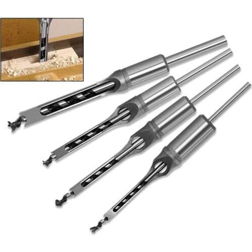 Free Twist Drill Bits Woodworking Drill Tools Kit Set Square Auger Mortising Chisel Drill Set Square Hole Extended Saw 6~30mm
