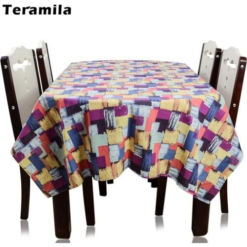 Teramila Thick Cotton Linen Colorful Plaid Table Cover Dustproof Rectangular Square Dining Tablecloth Party Wedding Home Mantel