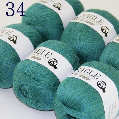 Sale 6*50gr Super Soft Pure Sable Cashmere Wrap Shawls Hand Knit Wool Crochet Yarn Green 243-34-6