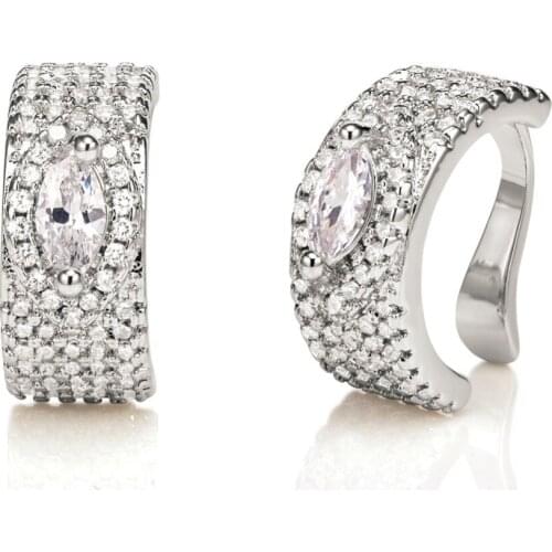 YAFFIL Cubic Zirconia Clip Earrings WITHOUT PIERCING Ear Cuffs Pendientes De Clip Sin Perforar Gold Color Women Accessories