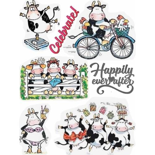 Cow Pattern Stamp And Metal Die Scrapbooking Alphabet Stamp Embossing Craft Silicone Transparent Stampstampons
