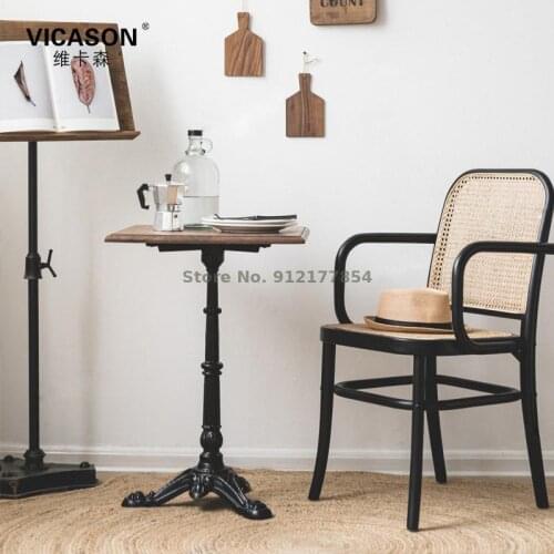 Nordic restaurant solid wood rattan dining chair household modern simple casual comfortable makeup stool used ancient chair log